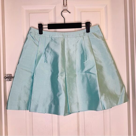 Vineyard Vines Pleated Silk Skirt Crystal Blue Color Size 8 - Picture 1 of 12